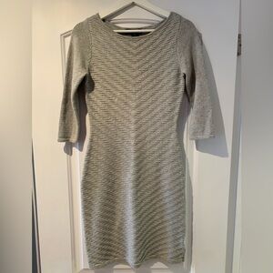 Lauren Ralph Lauren Knitted Dress Light Gray 3/4 Sleeve Size XS Textured Office
